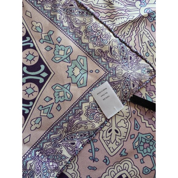 Talbots Blue Paisley Square Scarf 100% Silk 31" x 31" - Picture 3 of 4